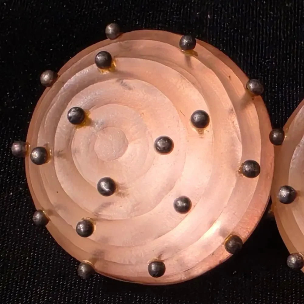 Vintage Alexis Bittar Modernist Studded Dome Resin Clip On Earrings Signed 1
